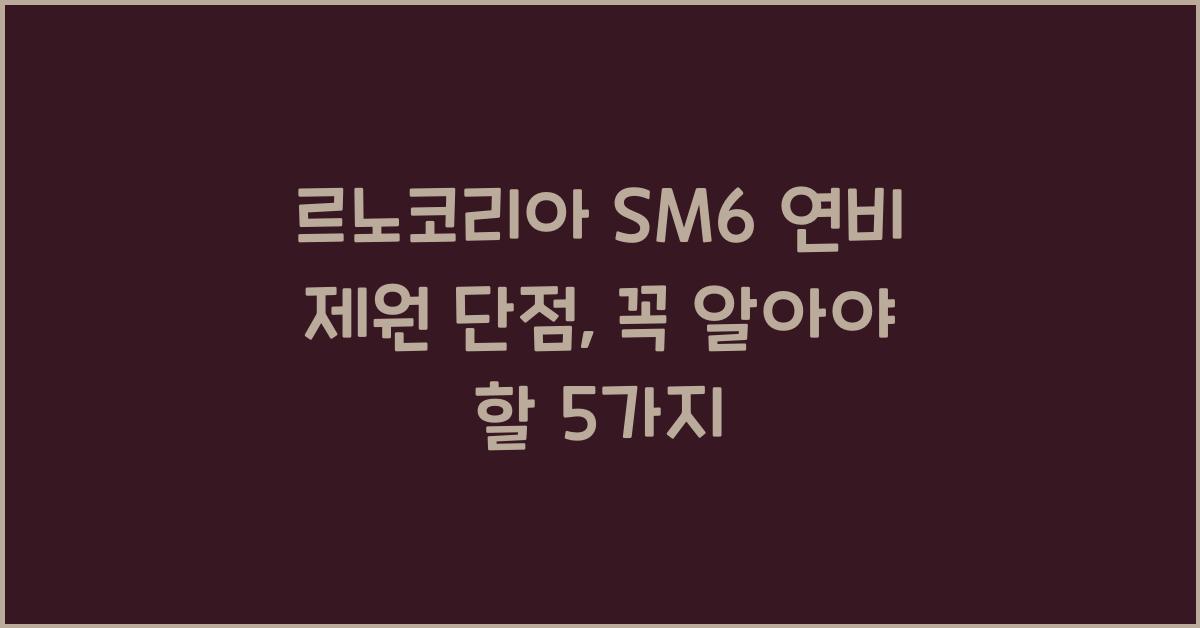 르노코리아 SM6 연비 제원 단점