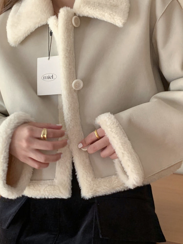 미엘 렌 숏 리버시블 무스탕 자켓 (2col) miel 퍼자켓