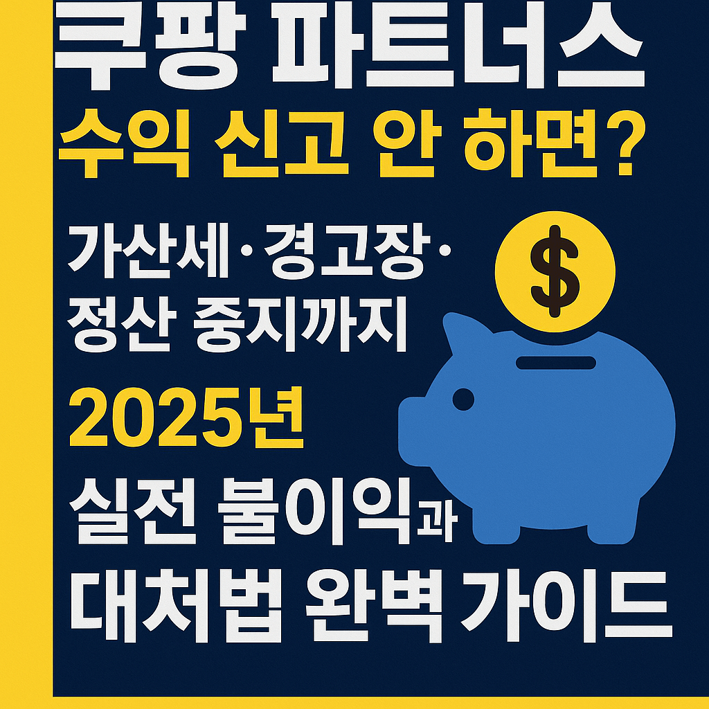 쿠팡 파트너스 수익 신고 안 하면? 가산세·경고장·정산 중지까지 2025년 실전 불이익과 대처법 완벽 가이드