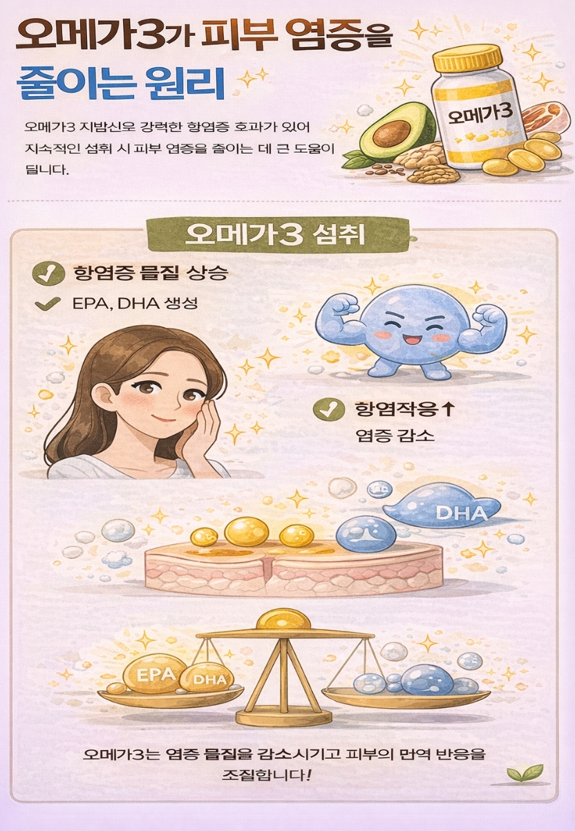 오메가3가 피부 염증을 줄이는 원리