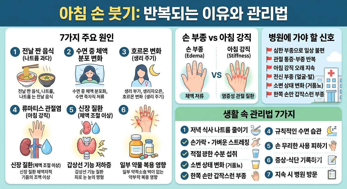 아침손붓기관리
