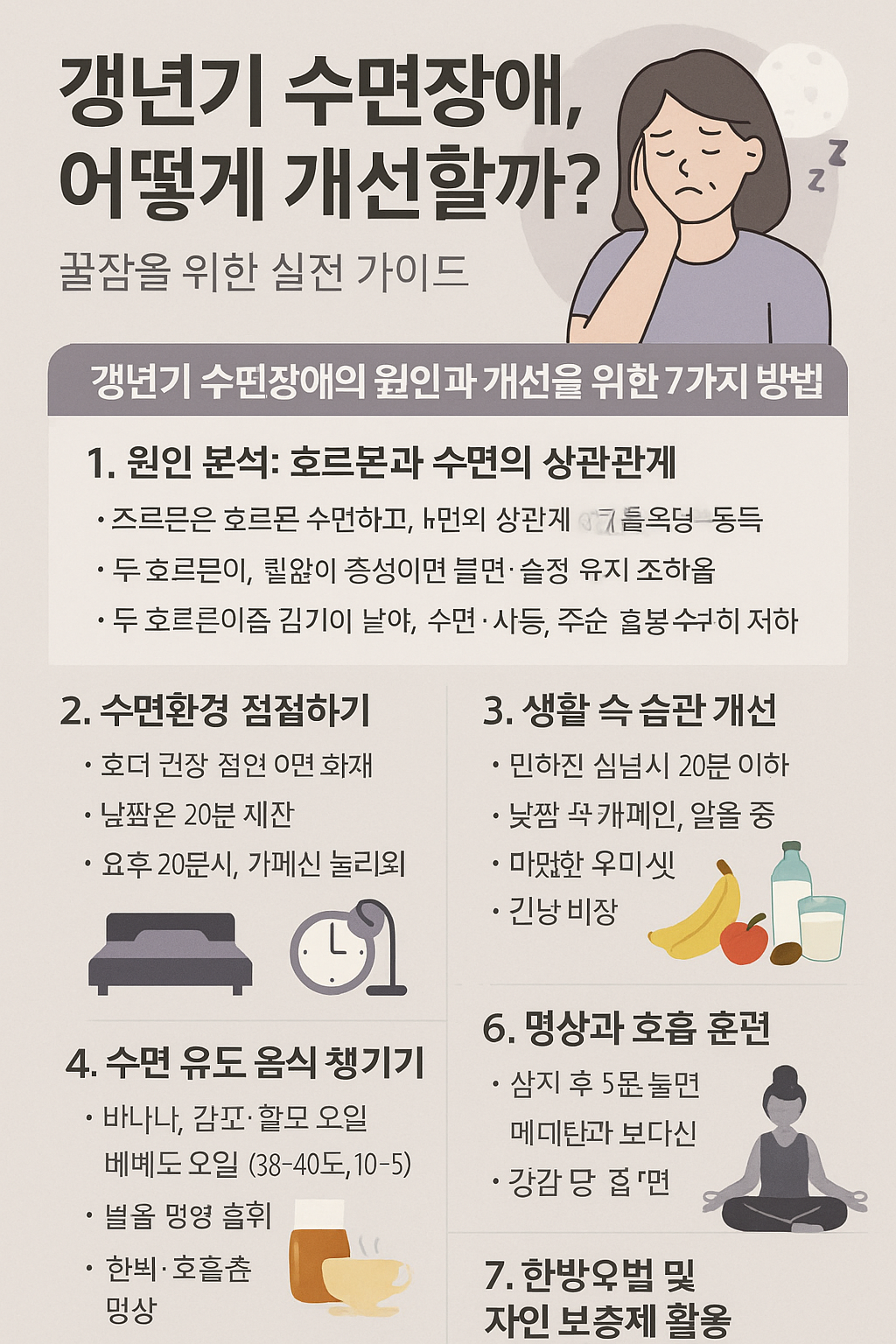 갱년기 수면장애 원인과 해결법, 꿀잠을 위한 실전 가이드