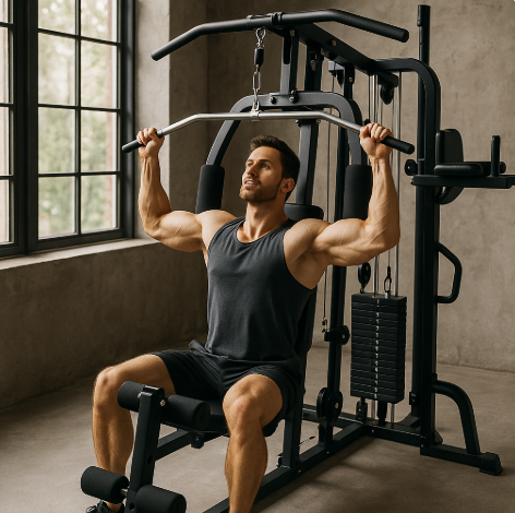 멀티 홈짐으로 운동하는 남자