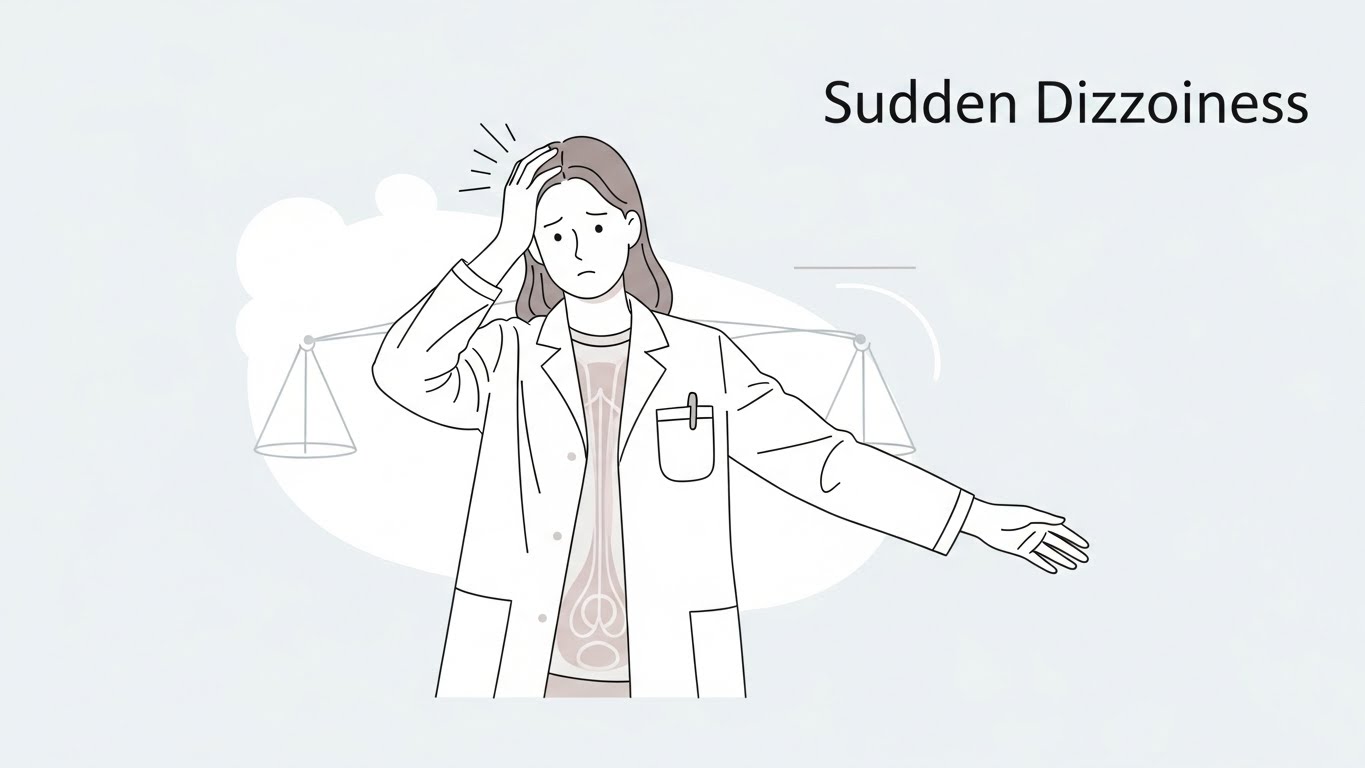 Medical concept image showing lightheadedness and balance problems