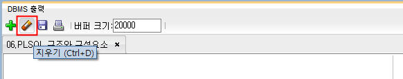 SQL Developer의 DBMS 출력 화면