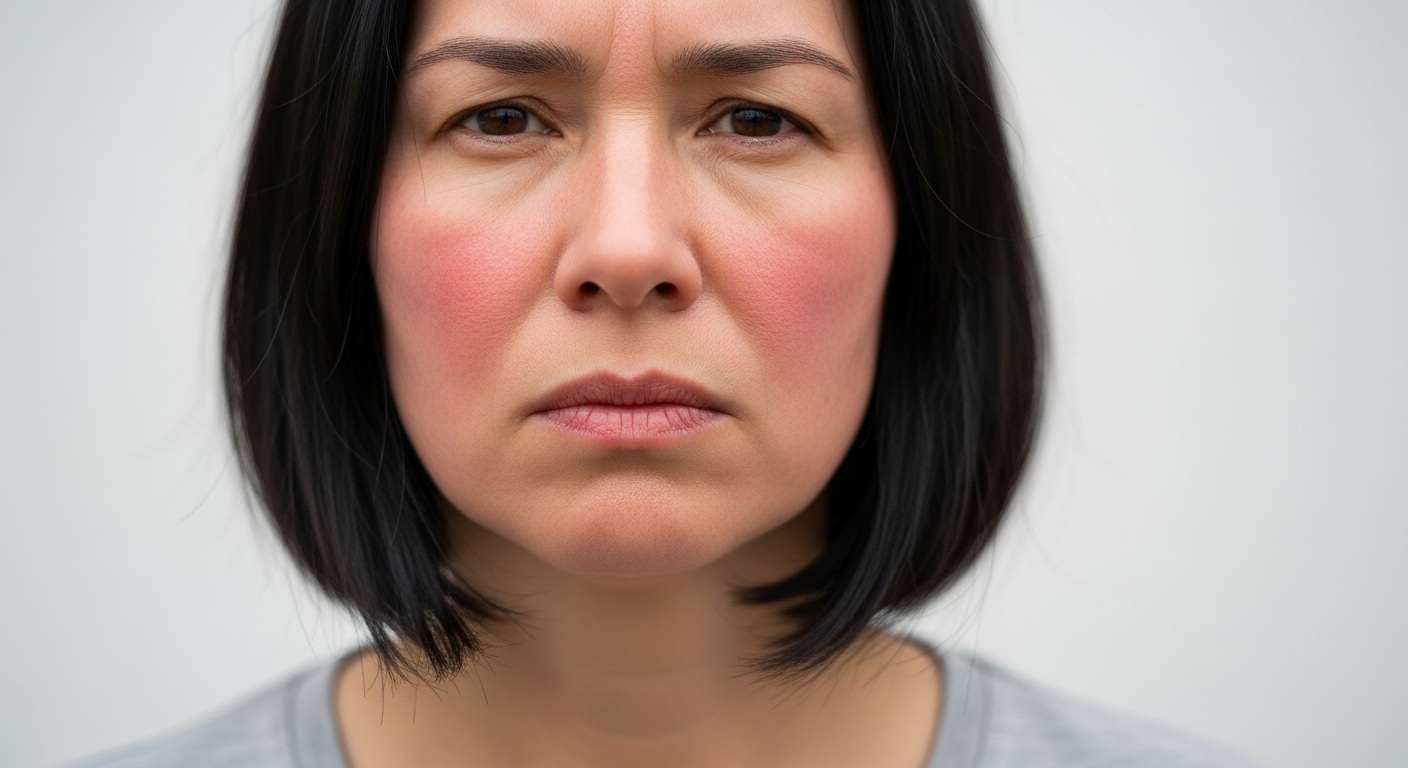 중년 여성의 피부 홍조