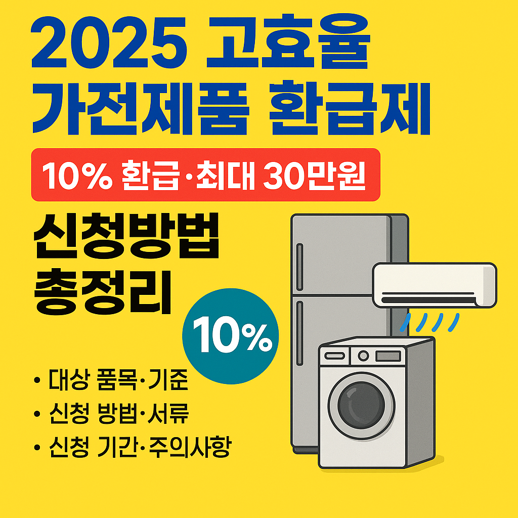 2025 고효율 가전제품 환급제｜10% 환급&middot;최대 30만원 신청방법 총정리