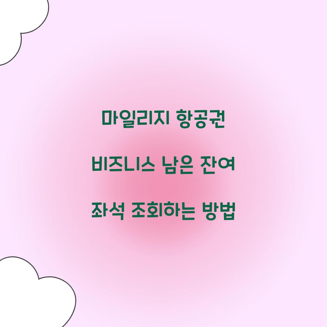 마일리지 항공권 비즈니스 남은 잔여 좌석 