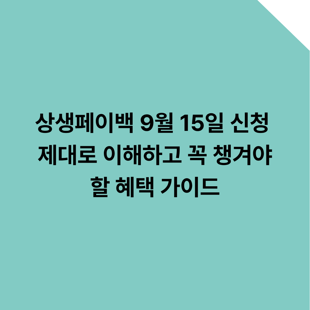상생페이백 9월 15일 신청 – 제대로 이해하고 꼭 챙겨야 할 혜택 가이드