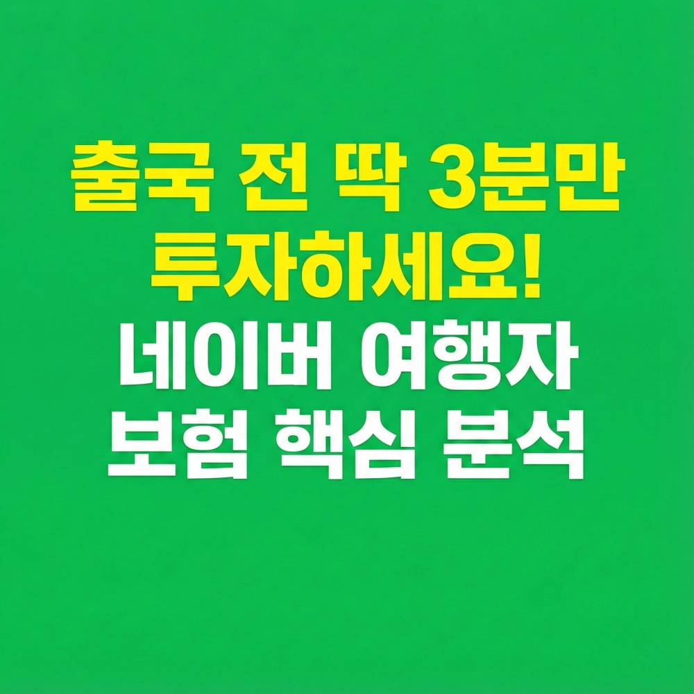 출국 전 네이버 여행자 보험 핵심 보장 내용을 빠르게 분석하는 블로그 썸네일입니다