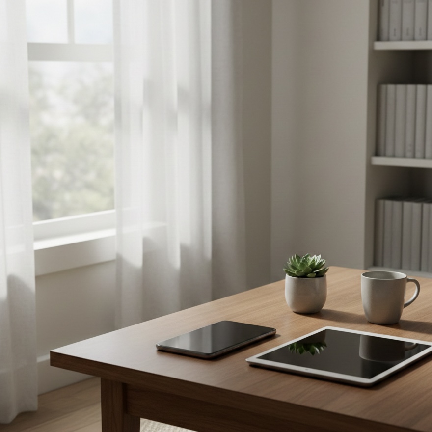 콘텐츠 소비를 잠시 멈춘 상태를 표현한 꺼진 디바이스