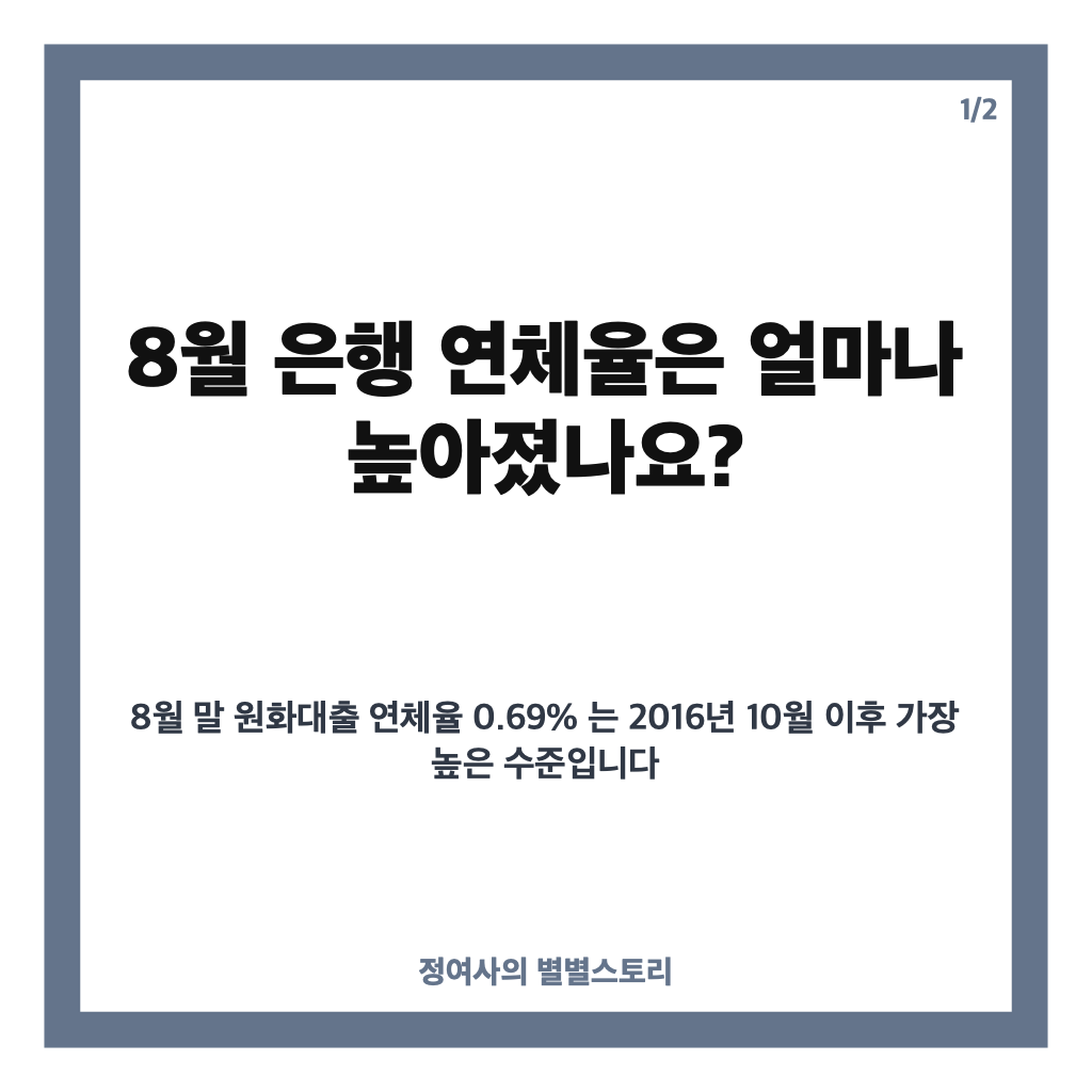 은행 연체율 최고 수준, 8월 0.69%로 오른 이유는? 카드뉴스 1