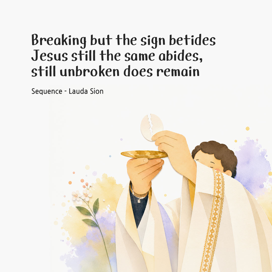 Today's Bible verse card Sequence - Lauda Sion scripture image