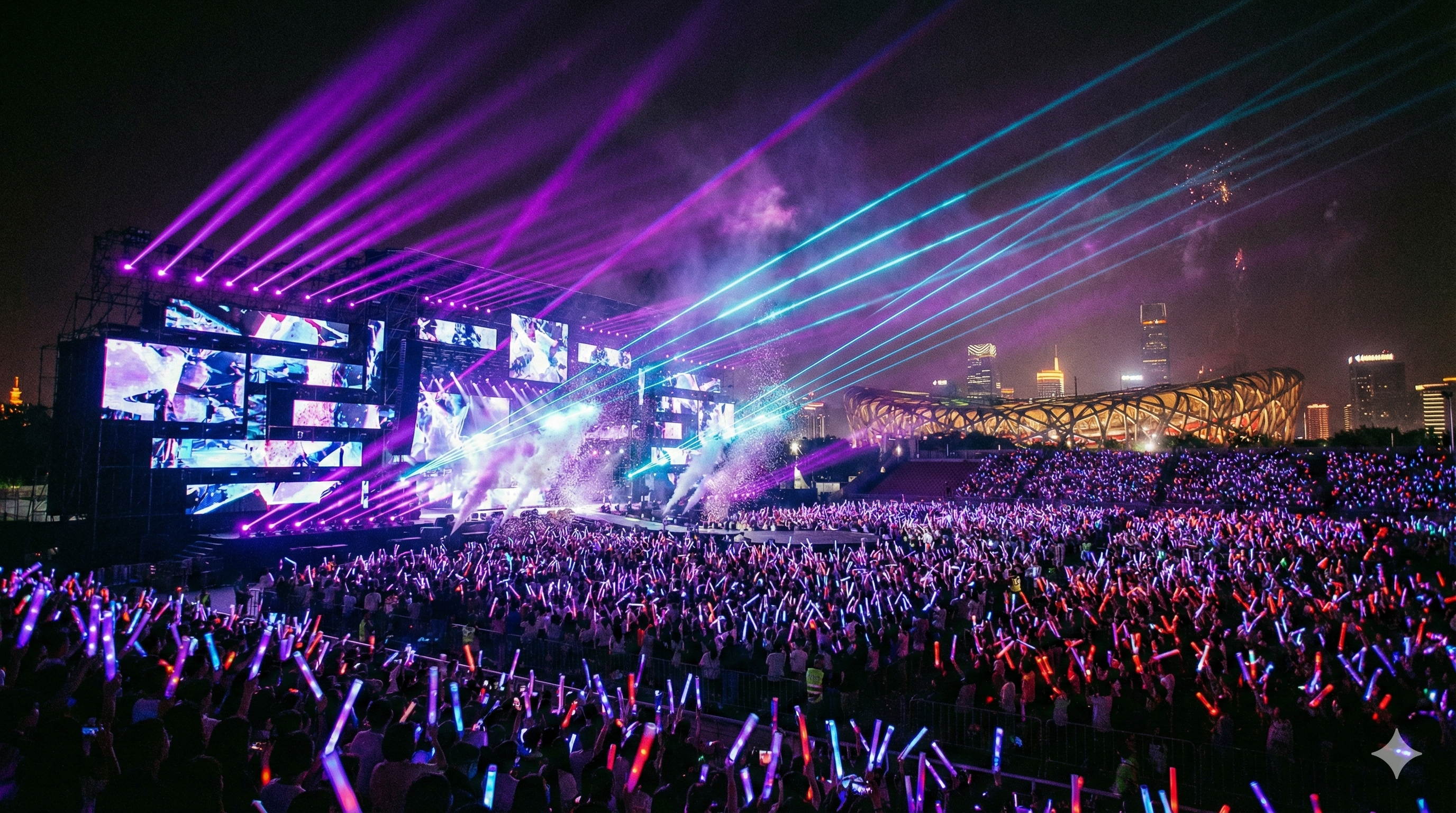 베이징의 밤을 밝히는 K-POP 콘서트의 열기