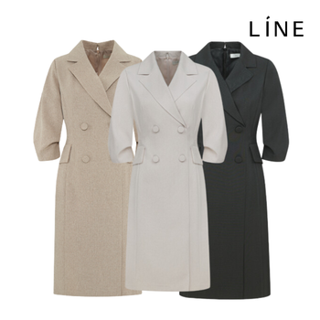 라인어디션 더블버튼 노치드 원피스 NGOPMD9800