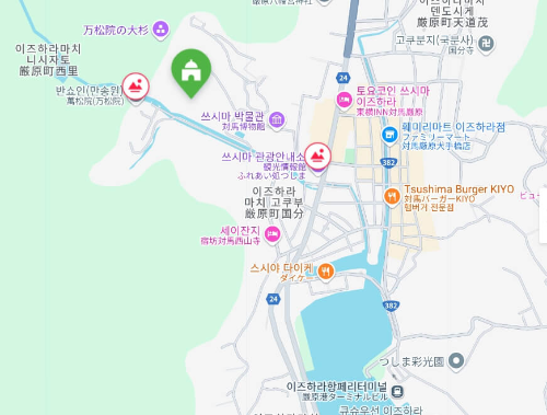 대마도 이즈하라 가볼만한곳 가네이시 성터 지도