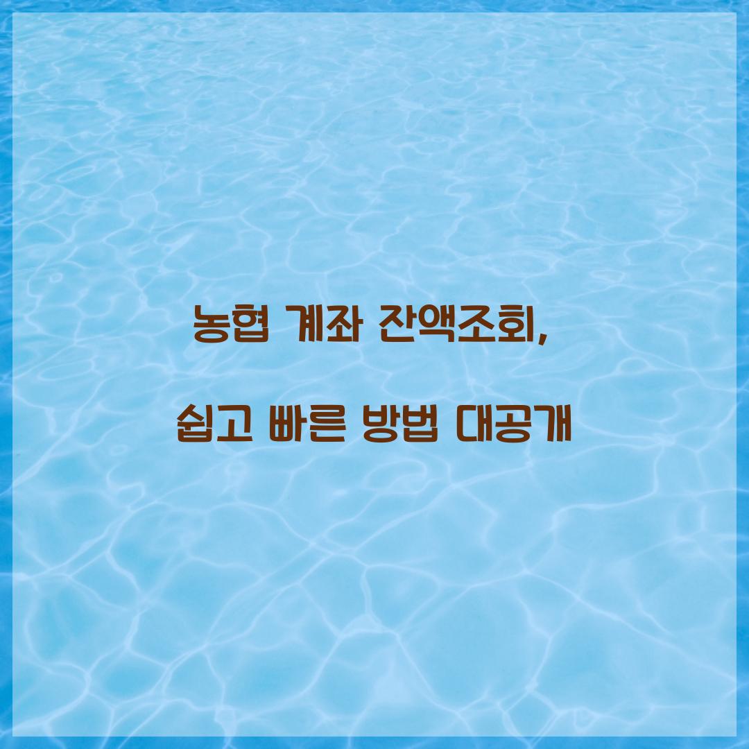 농협 계좌 잔액조회