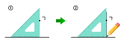 삼각자를 사용하여 한 점을 지나고 주어진 직선에 수직인 직선 긋기