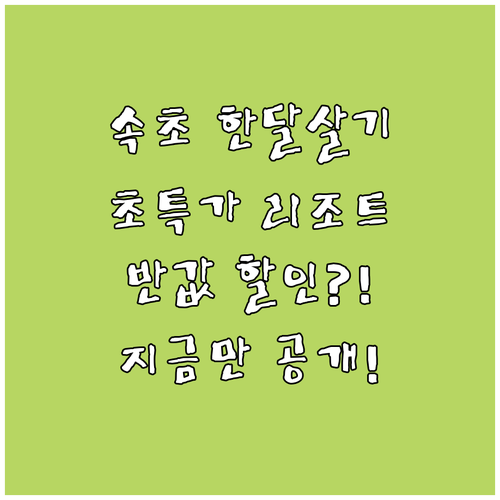속초 한 달 살기 숙소 추천 및 리조..