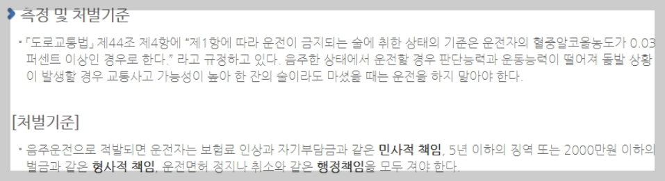 음주운전 음주 처벌 벌금 양형기준