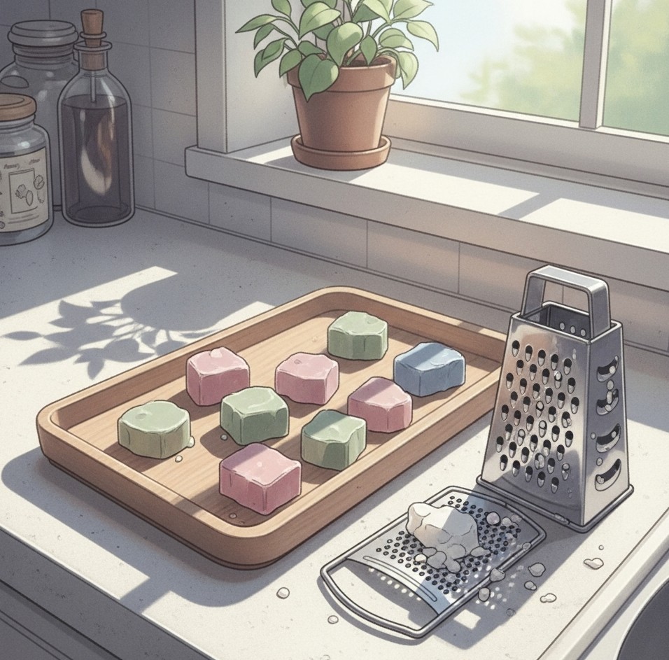 비누 조각 건조와 분쇄