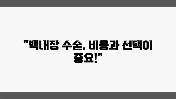 백내장 수술비용, 음식 도미 내내이읬 백내장