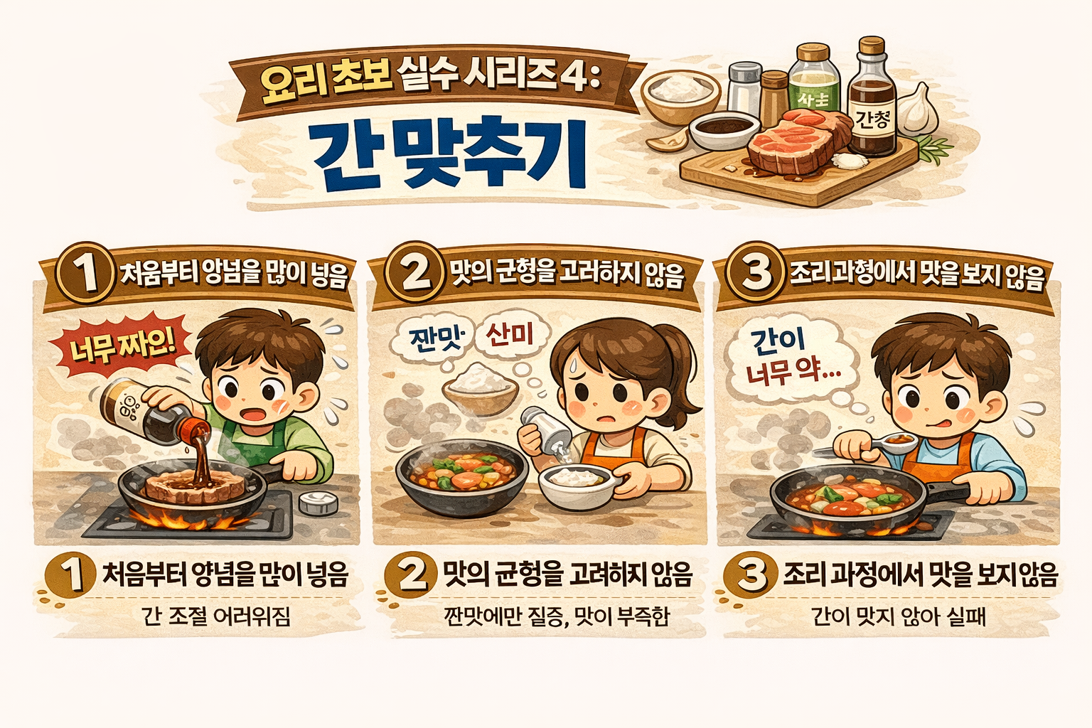 요리 초보 실수 시리즈 4 : 간 맞추기