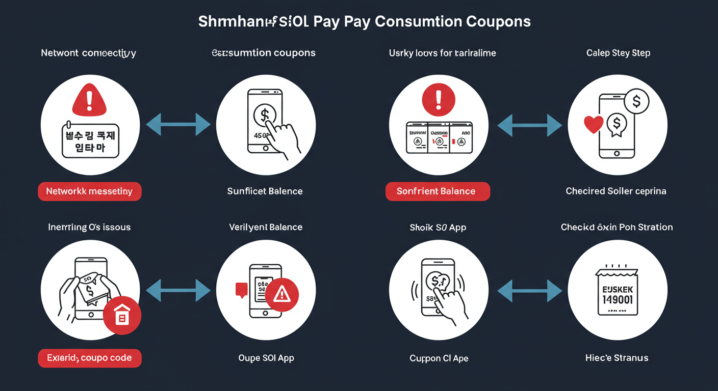 신한 SOL페이 소비쿠폰 신청 시 발생하는 오류 메시지와 해결 방법 아이콘