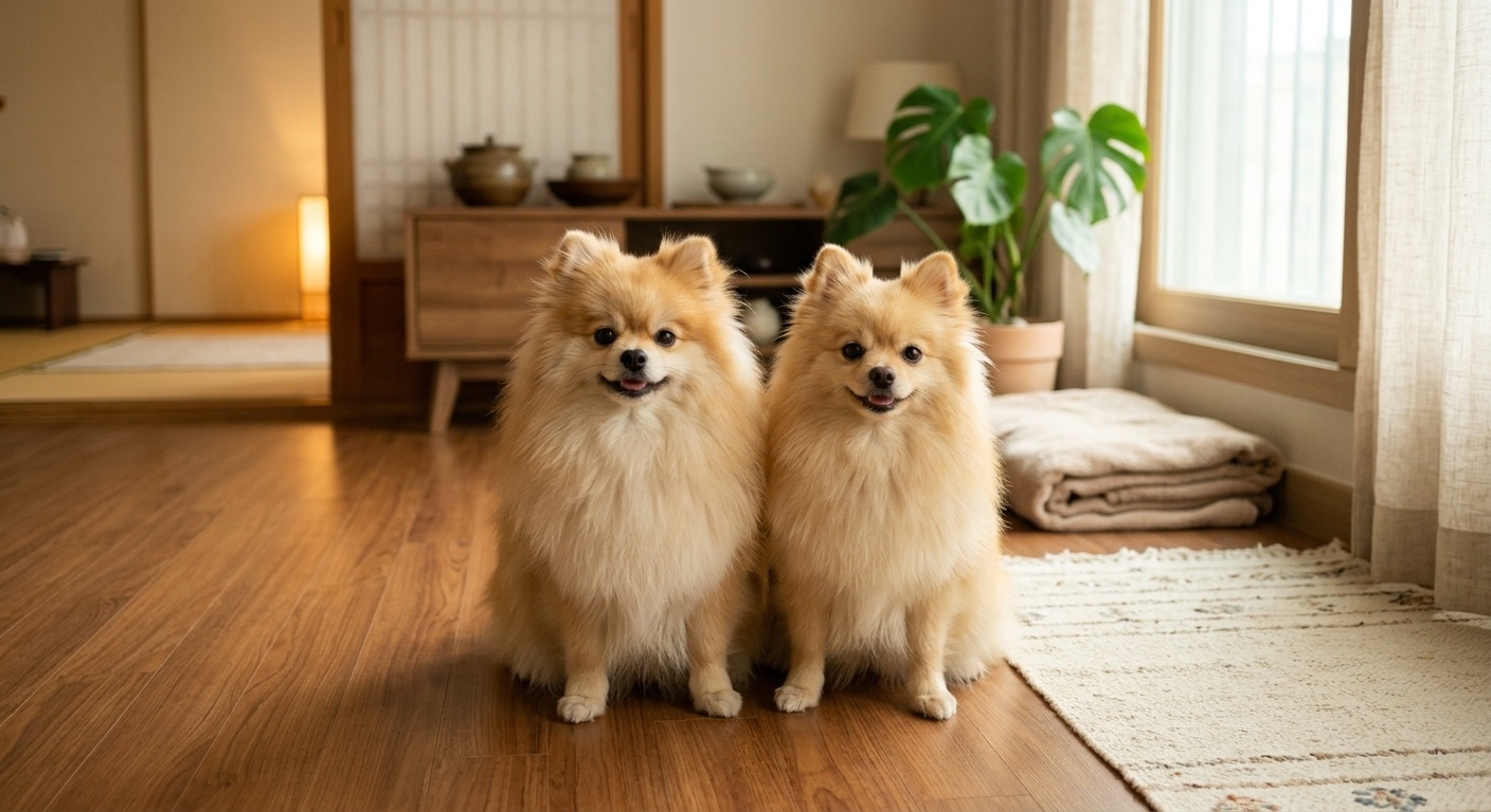 포메라니안 두 마리 일상
