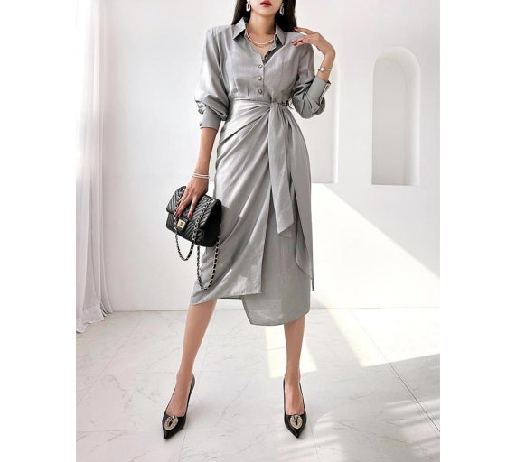 중년 여성 랩원피스 사진