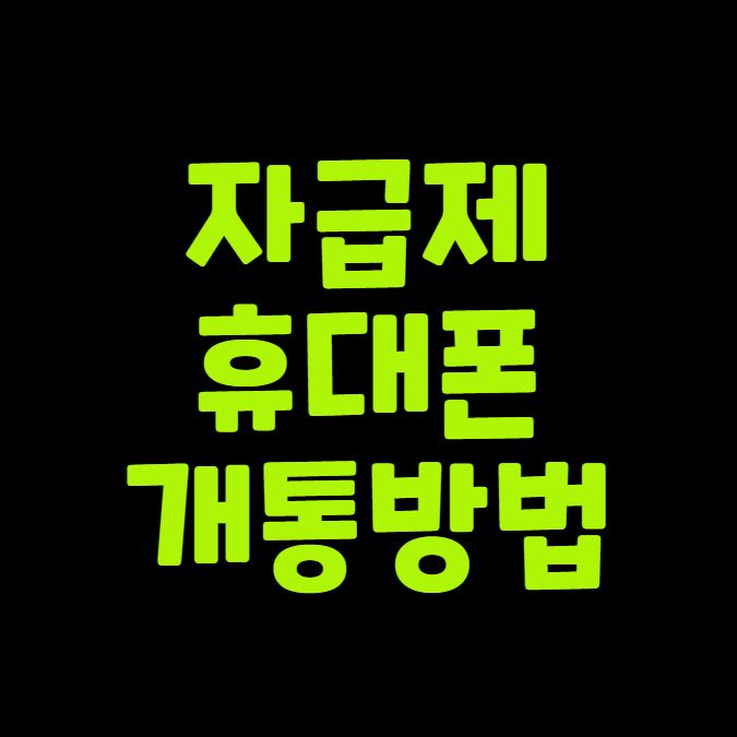 자급제폰 개통방법