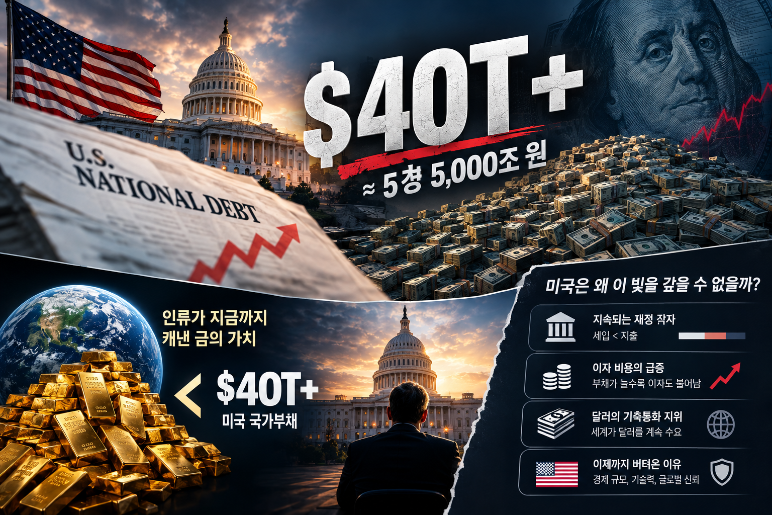 미국 부채 40조 달러 (달러 패권, 국채 위기, 페트로달러)