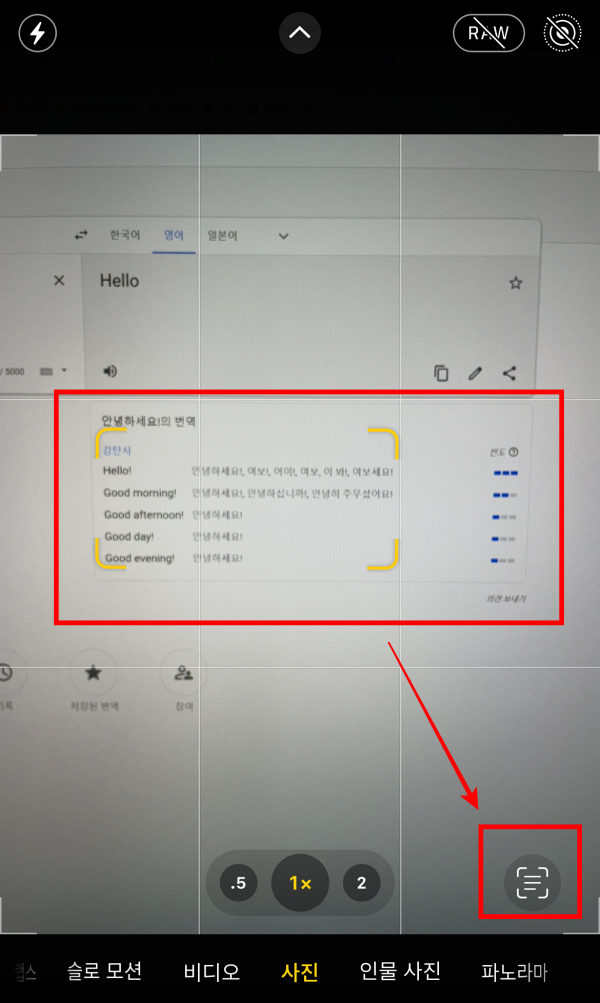 아이폰 카메라 어플의 라이브텍스트