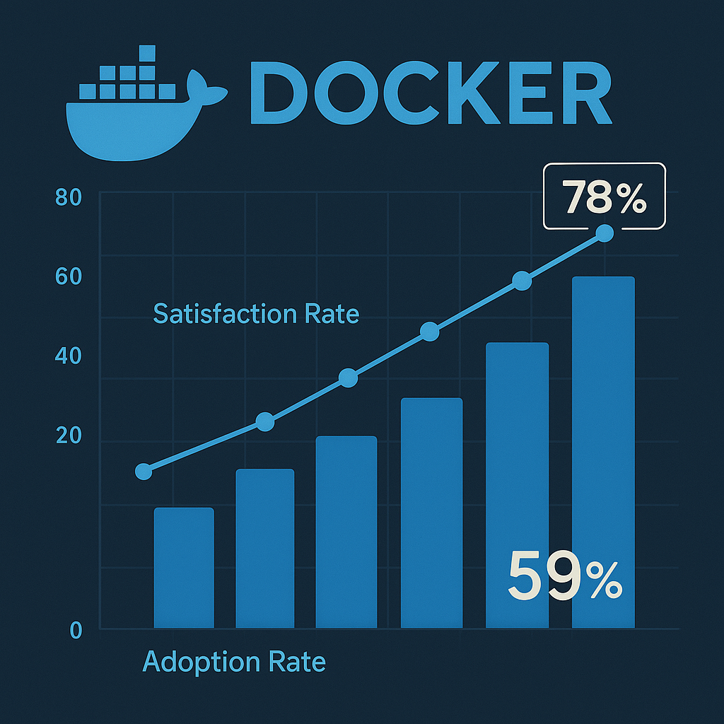 Docker 사용률 및 만족도 추이 그래프