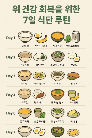 위 건강 회복을 위한 7일 식단 루틴