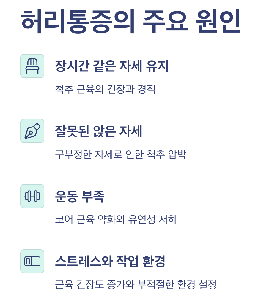 허리통증 주요 원인 설명