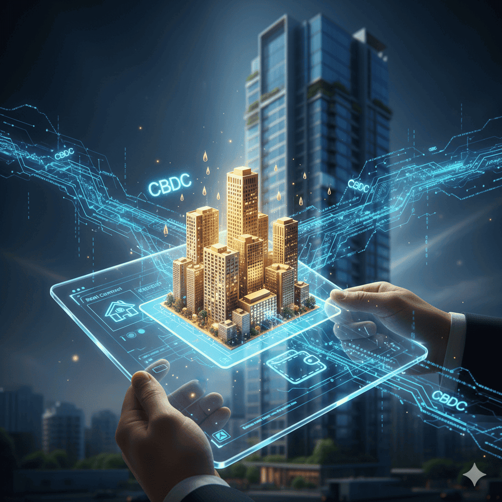 지털 화폐 CBDC와 스마트 계약 기술이 적용된 미래 부동산 거래 및 자산 관리 컨셉