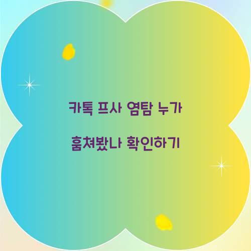 카톡 프사 염탐