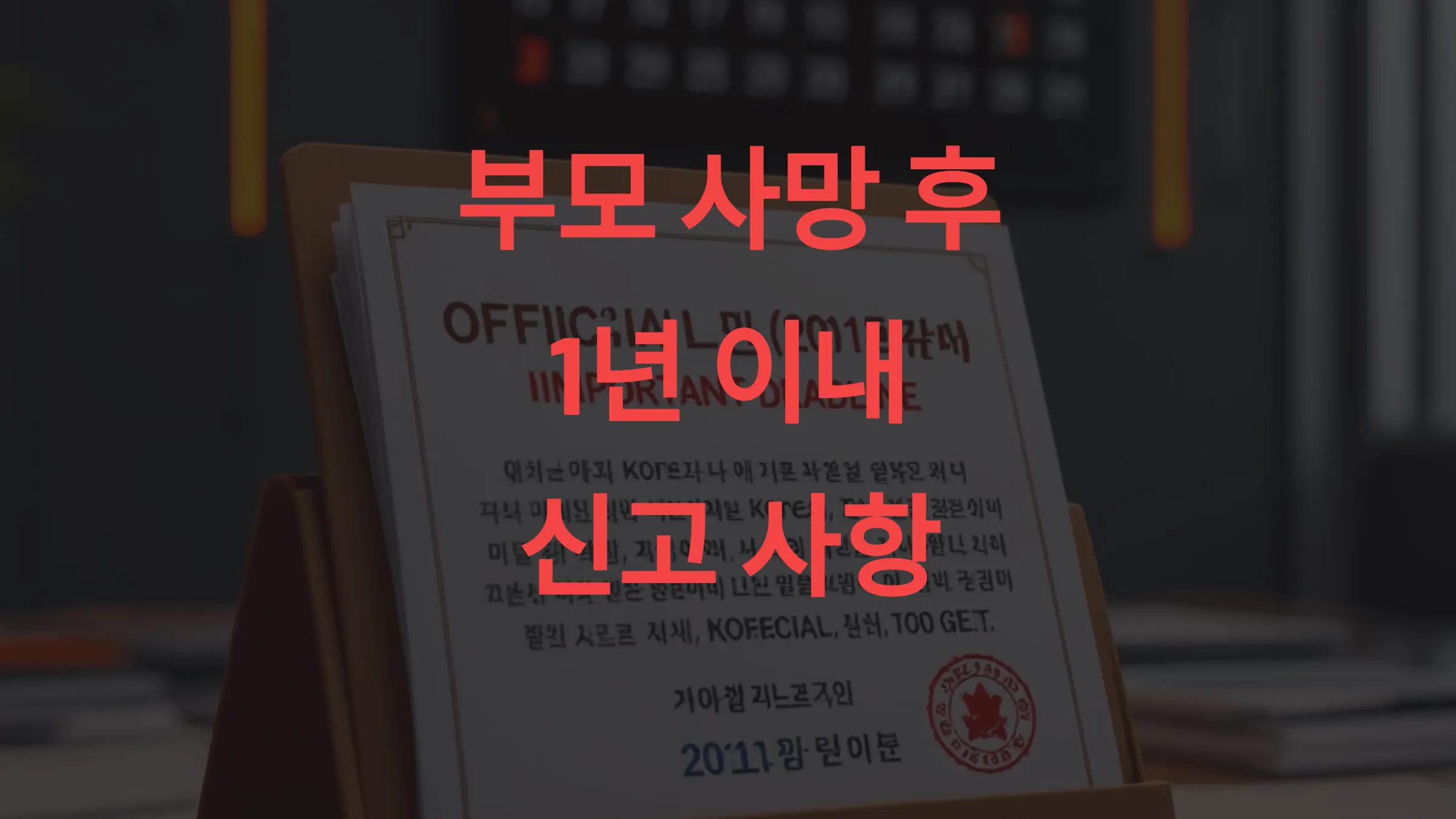 🧾 부모 사망 후 1년 이내 해야 할 신고 7가지 – 놓치면 과태료+세금 손해