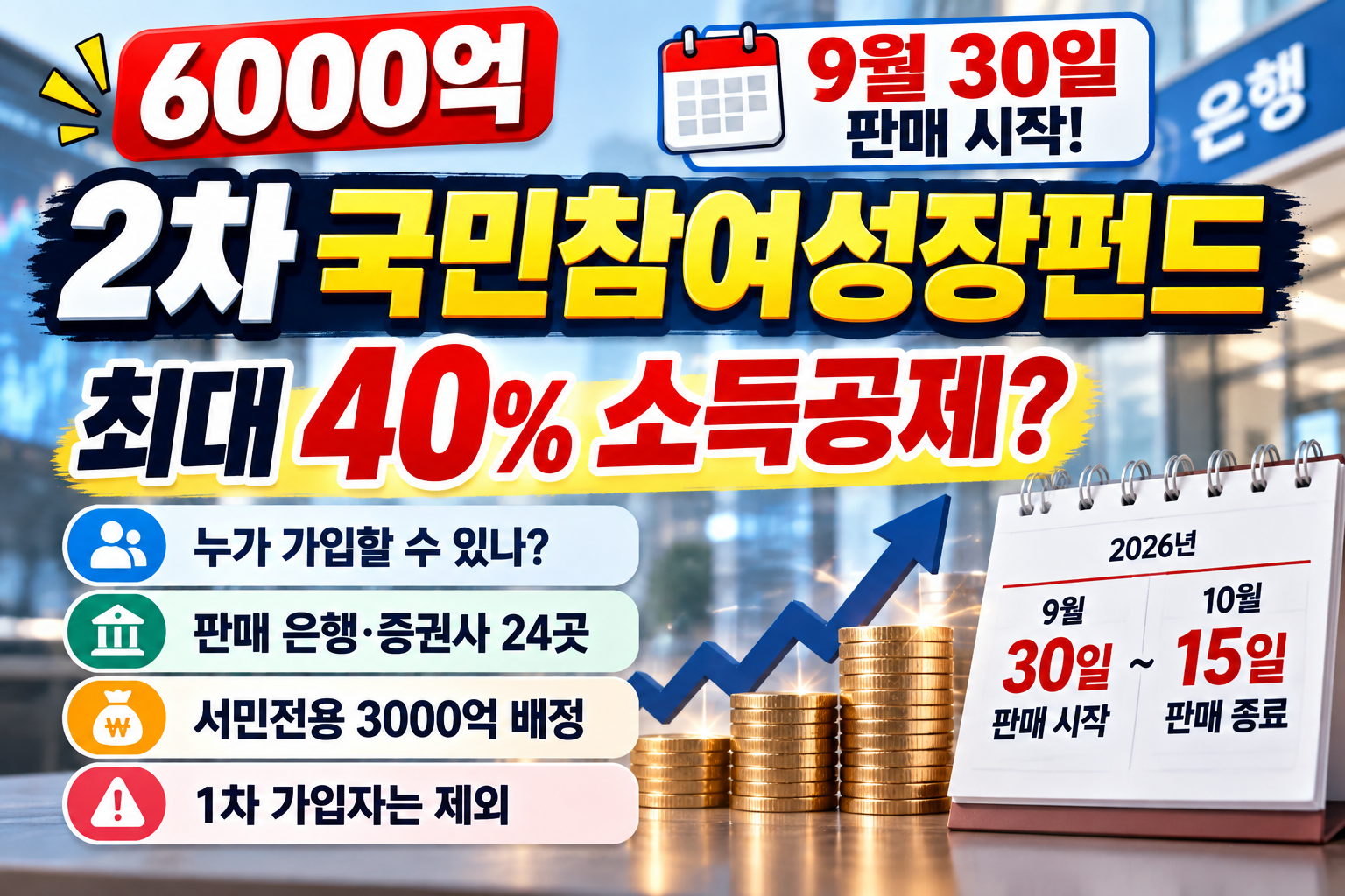 2차 국민참여성장펀드 가입방법 판매은행 소득공제 안내