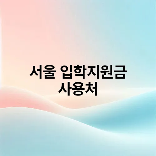 서울 입학지원금 사용처