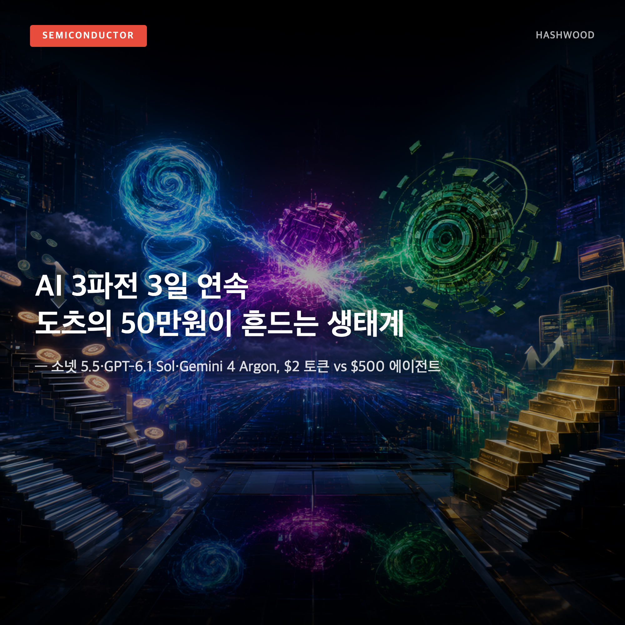 그림: AI 3파전 3일 연속 — — 도츠의 50만원이 흔드는 생태계