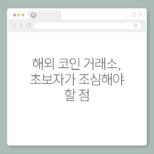 해외 코인 거래소, 초보자가 조심해야 할 점