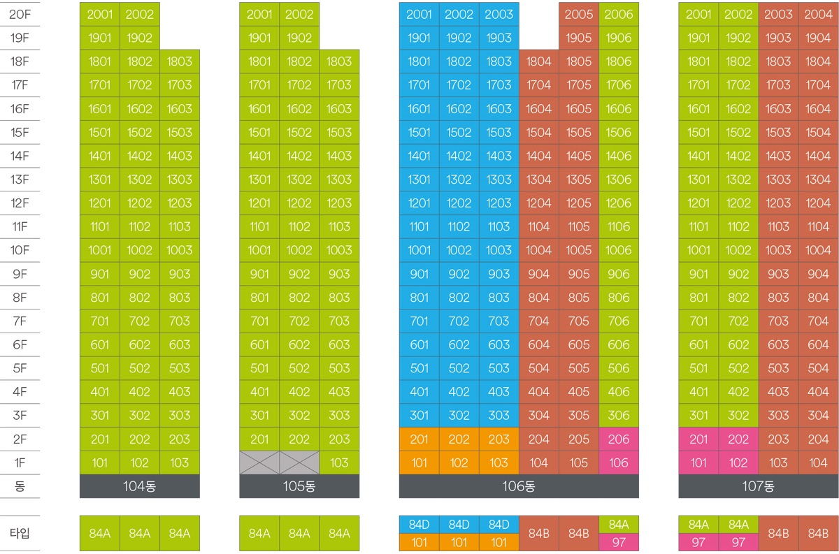 인천 칸타빌 더스위트 - 동・호수 층 별 배치도-2