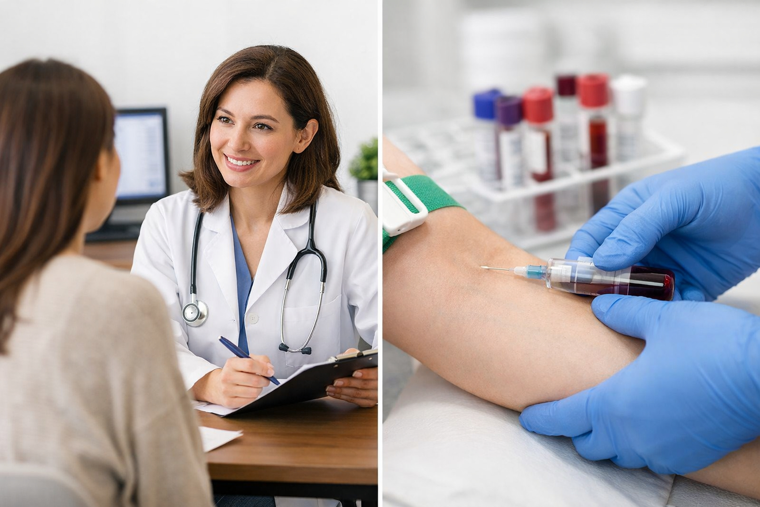 오한 증상으로 병원 진료 및 혈액검사 받는 이미지