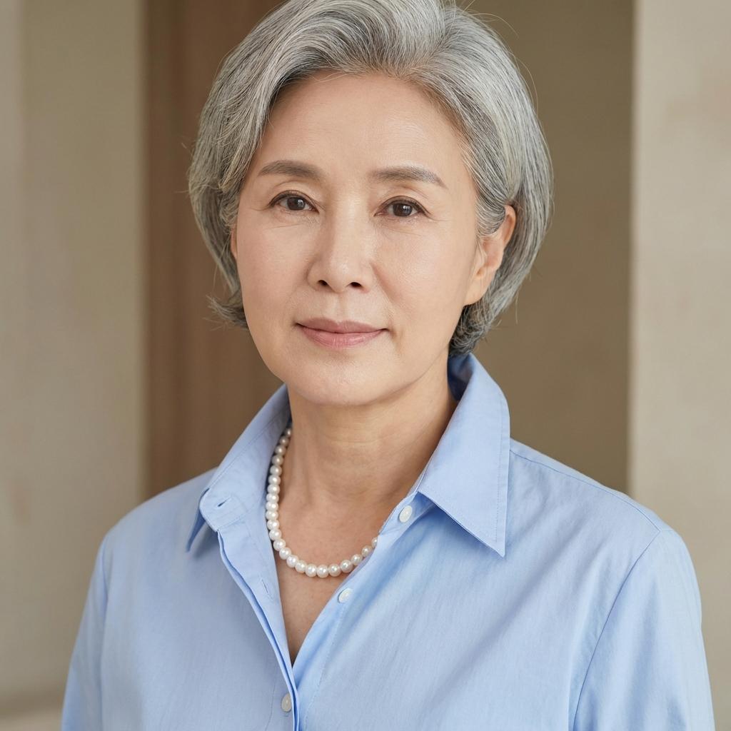 진주 목걸이와 블루 셔츠: 60대 여성을 위한 클래식 아이템 조합