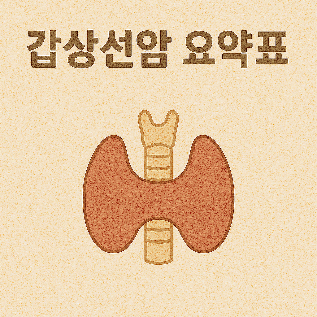 갑상선 암의 요약 정리표를 설명하는 이미지