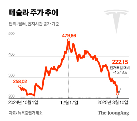 테슬라 주가 추이 이미지