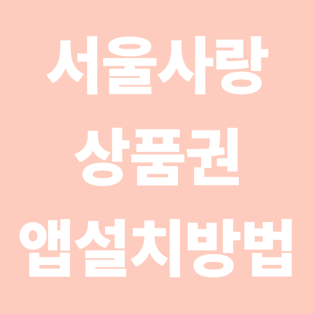 서울사랑상품권 앱설치방법