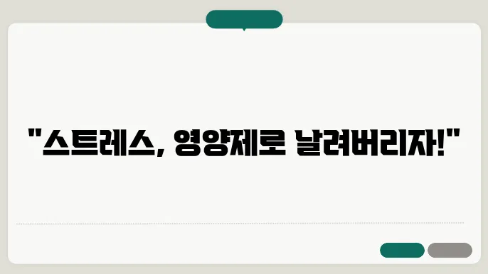 신기한 영양제로 스트레스 안 받는 법